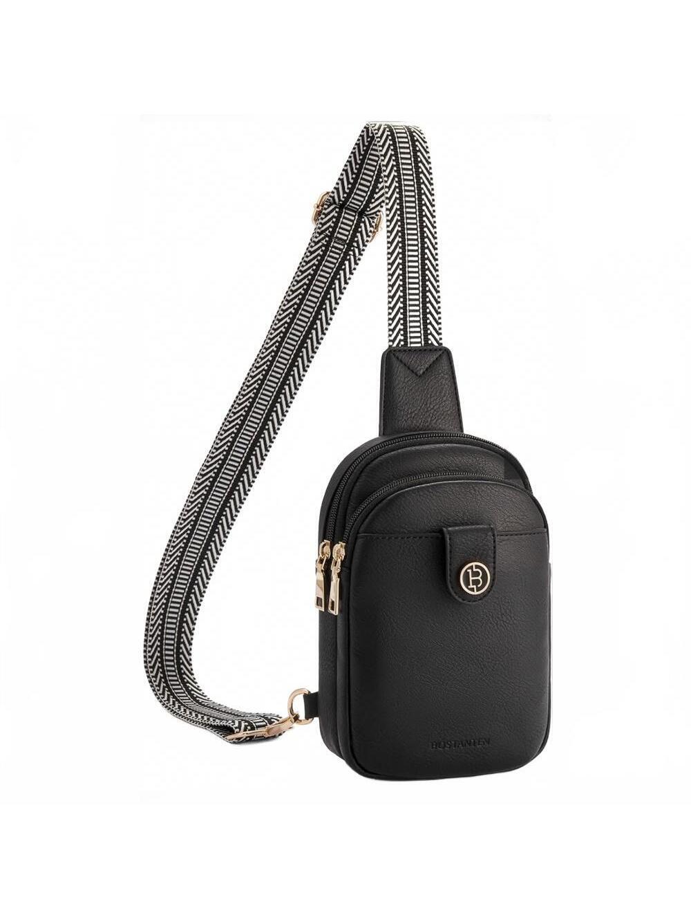 BOSTANTEN Small Sling Bag Crossbody Bags T Crossbody Purse Black Leather NWT